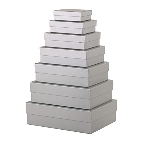 Rössler Papier 13411453800 - Boxline Geschenkbox mit Deckel, 7er Set Geschenkschachteln, Silber, Kartonagen rechteckig Rössler Papier 13411453800 - Boxline Geschenkbox mit Deckel, 7er Set Geschenkschachteln, Silber, Kartonagen rechteckig von Rössler Papier