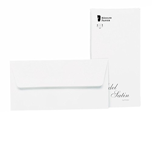 Rössler Papier 2032838001 - Edel Satin - Briefumschlagpack mit Seidenfutter, DIN lang, 20 Stück, weiß von Rössler Papier