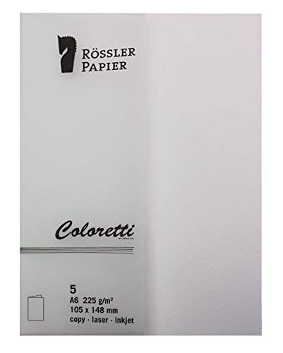 Rössler Papier Coloretti Doppelkarte - A6 hoch, 5 Stück, weiß; Packungsinhalt: 5 Stück von Rössler Papier