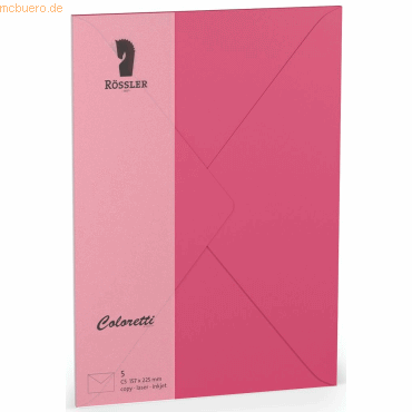 10 x Rössler Briefumschläge Coloretti VE=5 Stück C5 Pink von Rössler