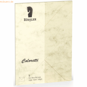 Rössler Briefumschläge Coloretti VE=5 Stück C6 Chamois Marmora von Rössler