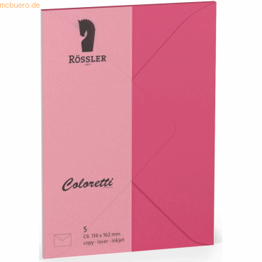 Rössler Briefumschläge Coloretti VE=5 Stück C6 Pink Rössler Briefumschläge Coloretti VE=5 Stück C6 Pink von Rössler
