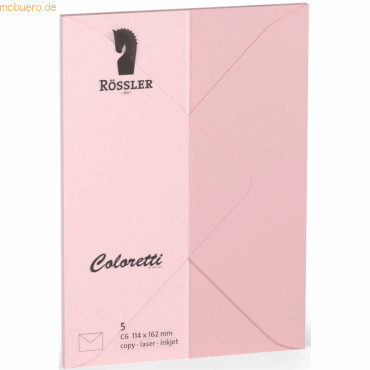 Rössler Briefumschläge Coloretti VE=5 Stück C6 rosa von Rössler