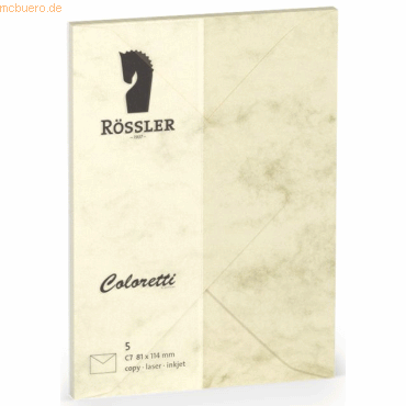 Rössler Briefumschläge Coloretti VE=5 Stück C7 Chamois Marmora von Rössler