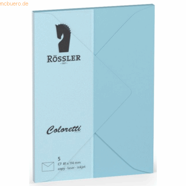 10 x Rössler Briefumschläge Coloretti VE=5 Stück C7 himmelblau von Rössler