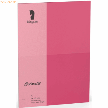 10 x Rössler Doppelkarte Coloretti A6 hoch VE=5 Stück 225g/qm Pink von Rössler