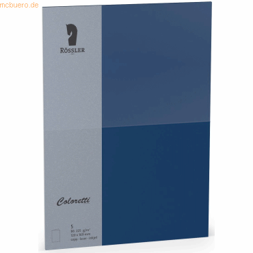 Rössler Doppelkarte Coloretti B6 hoch VE=5 Stück 225g/qm Jeans von Rössler