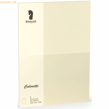 Rössler Doppelkarte Coloretti B6 hoch VE=5 Stück 225g/qm creme von Rössler