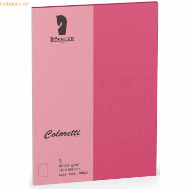 Rössler Doppelkarte Coloretti B6 hoch VE=5 Stück Pink von Rössler