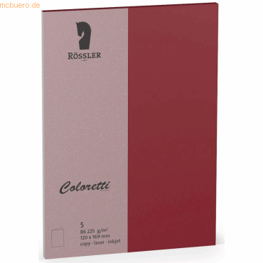 Rössler Doppelkarte Coloretti B6 hoch VE=5 Stück Rosso von Rössler