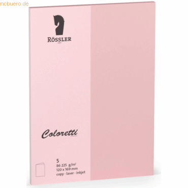 Rössler Doppelkarte Coloretti B6 hoch VE=5 Stück rosa von Rössler