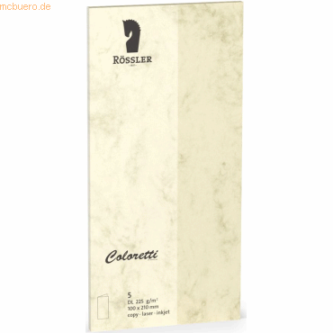 10 x Rössler Doppelkarte Coloretti DL hoch VE=5 Stück chamois Marmora von Rössler