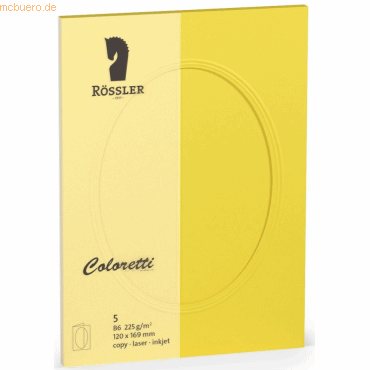 10 x Rössler Passpartoutkarte Coloretti B5 oval VE=5 Stück goldgelb von Rössler