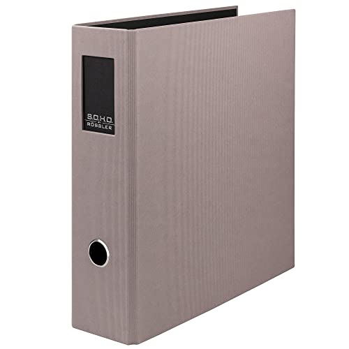 Rössler SOHO Ordner DIN A4 mit Rückenschild | Ordner A4 breit | Aktenordner A4 | Ordner breit mit Griffloch | DIN A4 Ordner mit Hebelmechanik | 320 x 285 x 80 mm | 1 Stück | Farbe: Grau | Taupe von Rössler Papier
