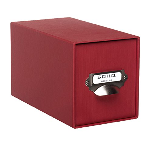 Rössler Papier 1327452360 - S.O.H.O. Aufbewahrungs CD-Schubladenbox, mit beschriftbarem Einsteckschild und Griff, Rot, 1 Stück von Rössler