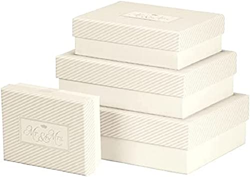 Rössler Papier 13417191400 - Geschenkschachteln Simply Love, Stripes, verschiedene Größen rechteckig, Hochzeit, 4er Satz von Rössler Papier