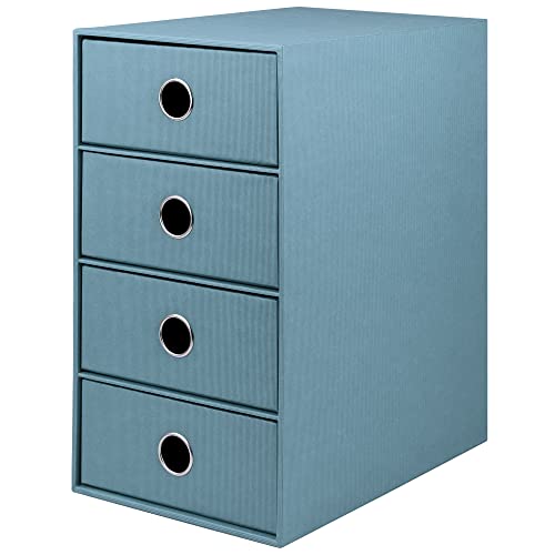 Rössler SOHO 4er Schubladenbox aus Papier | Büro Organizer Schreibtisch | Schubladen Organizer Büro Zubehör & Bürobedarf | Schreibtisch Organizer Box | 18 x 25 x 32 cm | 1 Stück | Farbe: Denim von Rössler Papier