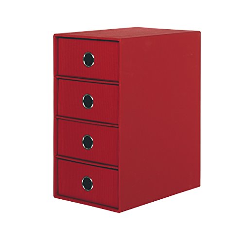 Rössler 1524452364 - S.O.H.O. 4er Schubladenbox für DIN A5, mit Griffloch, Rot, 250 x 175 x 320 mm, 1 Stück von Rössler Papier