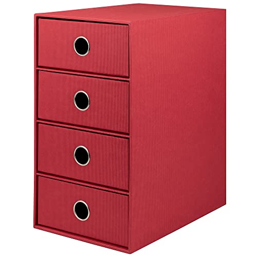 Rössler Papier 1524452364 - S.O.H.O. 4er Schubladenbox für DIN A5, mit Griffloch, Rot, 250 x 175 x 320 mm, 1 Stück von Rössler Papier