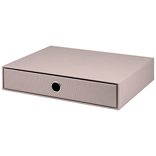 Rössler SOHO 1er Schubladenbox aus Papier | Büro Organizer Schreibtisch | Schubladen Organizer Büro Zubehör & Bürobedarf | Schreibtisch Organizer Box | 34 x 25 x 7 cm | 1 Stück | Farbe: Grau | Taupe von Rössler Papier