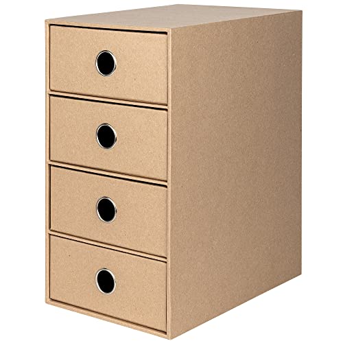 Rössler Papier 1524452624 - S.O.H.O. 4er Schubladenbox für DIN A5, mit Griffloch, Kraft, 250 x 175 x 320 mm, 1 Stück von Rössler