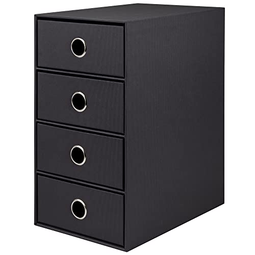 Rössler SOHO 4er Schubladenbox aus Papier | Büro Organizer Schreibtisch | Schubladen Organizer Büro Zubehör & Bürobedarf | Schreibtisch Organizer Box | 18 x 25 x 32 cm | 1 Stück | Farbe: Schwarz von Rössler Papier