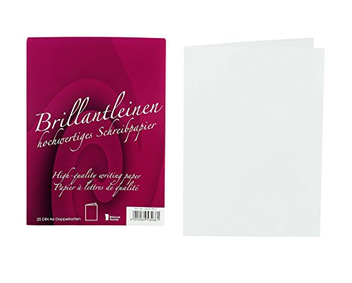 Rössler 20221833 - Brillantleinen - Doppelkarten DIN A6, 25 Stück, weiß von Rössler