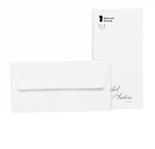 Rössler 2032838001 - Edel Satin - Briefumschlagpack mit Seidenfutter, DIN lang, 20 Stück, weiß von Rössler Papier