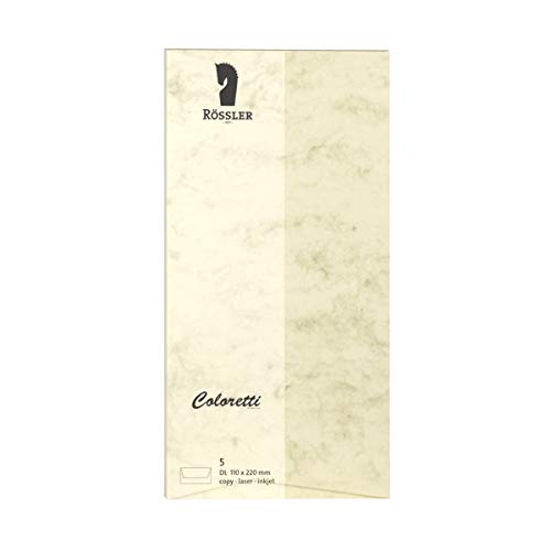 Rössler 220702506 - Coloretti Briefumschläge, 80 g/m², DIN lang, chamois marmora, 5 Stück von Rössler