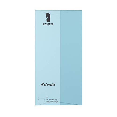 Rössler 220702517 - Coloretti Briefumschläge, 80 g/m², DIN lang, himmelblau, 5 Stück von Rössler