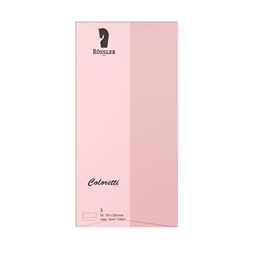 Rössler 220702523 - Coloretti Briefumschläge, 80 g/m², DIN lang, rosa, 5 Stück von Rössler