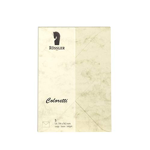 Rössler 220705506 - Coloretti Briefumschläge, 80 g/m², DIN C6, chamois marmora, 5 Stück Rössler 220705506 - Coloretti Briefumschläge, 80 g/m², DIN C6, chamois marmora, 5 Stück von Rössler