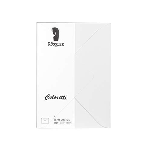 Rössler 220705509 - Coloretti Briefumschläge, 80 g/m², DIN C6, weiß, 5 Stück von Rössler Papier