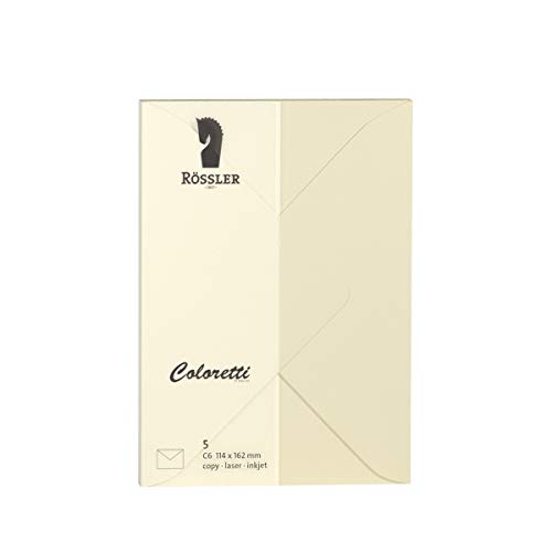 Rössler 220705512 - Coloretti Briefumschläge, 80 g/m², DIN C6, creme, 5 Stück von Rössler