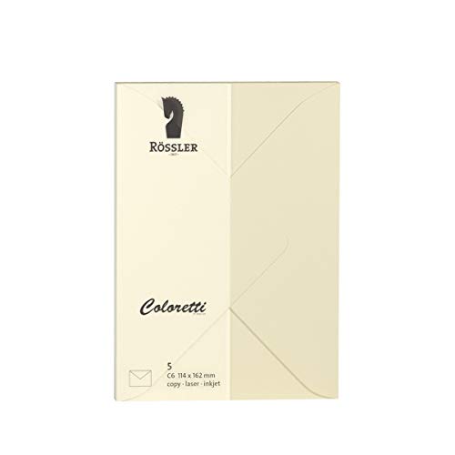 Rössler 220705512 - Coloretti Briefumschläge, 80 g/m², DIN C6, creme, 5 Stück Rössler 220705512 - Coloretti Briefumschläge, 80 g/m², DIN C6, creme, 5 Stück von Rössler