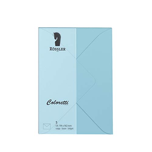 Rössler 220705517 - Coloretti Briefumschläge, 80 g/m², DIN C6, himmelblau, 5 Stück Rössler 220705517 - Coloretti Briefumschläge, 80 g/m², DIN C6, himmelblau, 5 Stück von Rössler