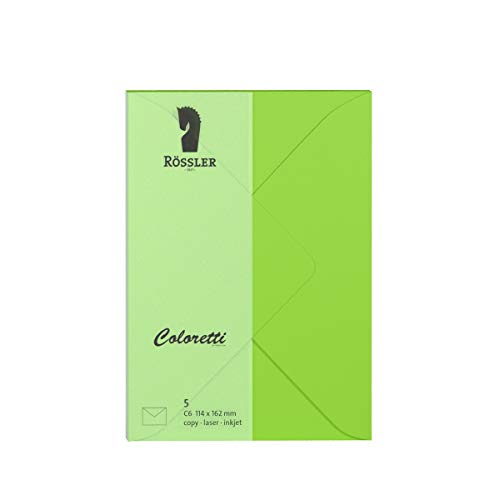 Rössler 220705522 - Coloretti Briefumschläge, 80 g/m², DIN C6, hellgrün, 5 Stück von Rössler