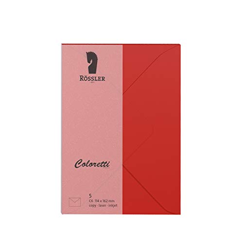 Rössler 220705526 - Coloretti Briefumschläge, 80 g/m², DIN C6, klatschmohn, 5 Stück Rössler 220705526 - Coloretti Briefumschläge, 80 g/m², DIN C6, klatschmohn, 5 Stück von Rössler