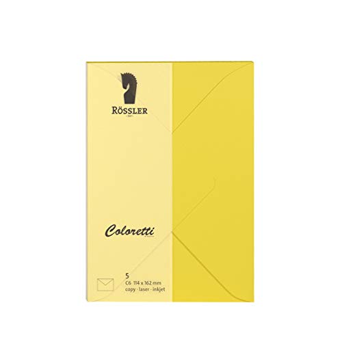 Rössler 220705543 - Coloretti Briefumschläge, 80 g/m², DIN C6, goldgelb, 5 Stück Rössler 220705543 - Coloretti Briefumschläge, 80 g/m², DIN C6, goldgelb, 5 Stück von Rössler