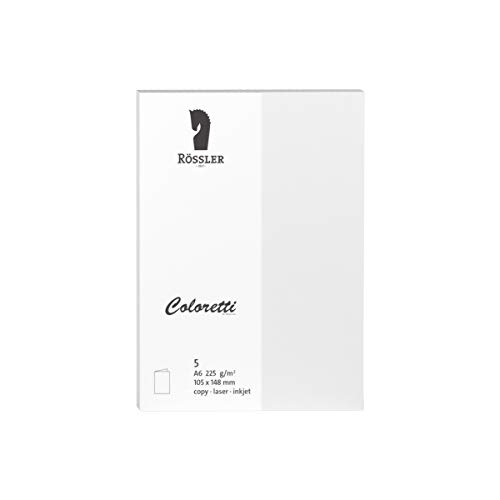 Rössler 220706509 - Coloretti Karten, 220 g/m², DIN A6 hd, weiß, 5 Stück Rössler 220706509 - Coloretti Karten, 220 g/m², DIN A6 hd, weiß, 5 Stück von Rössler