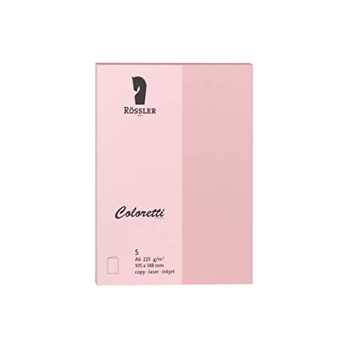 Rössler 220706523 - Coloretti Karten, 220 g/m², DIN A6 hd, rosa, 5 Stück von Rössler Papier