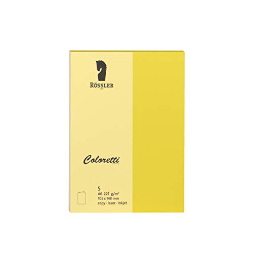 Rössler 220706543 - Coloretti Karten, 220 g/m², DIN A6 hd, goldgelb, 5 Stück Rössler 220706543 - Coloretti Karten, 220 g/m², DIN A6 hd, goldgelb, 5 Stück von Rössler