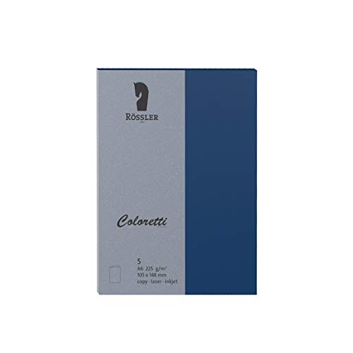 Rössler 220706590 - Coloretti Karten, 220 g/m², DIN A6 hd, jeans, 5 Stück von Rössler