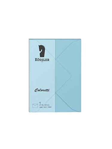 Rössler 220707517 - Coloretti Briefumschläge, 80 g/m², DIN C7, himmelblau, 5 Stück von Rössler