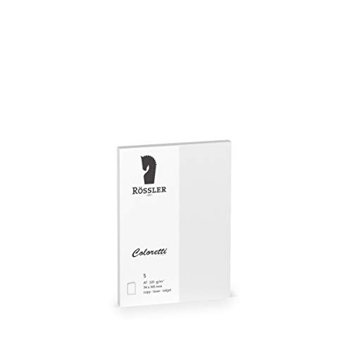 Rössler 220709509 - Coloretti Karten, 220 g/m², DIN A7 hd, weiß, 5 Stück von Rössler