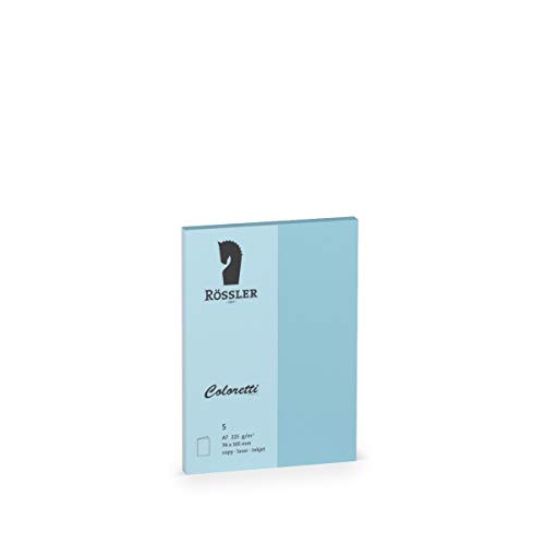 Rössler 220709517 - Coloretti Karten, 220 g/m², DIN A7 hd, himmelblau, 5 Stück von Rössler