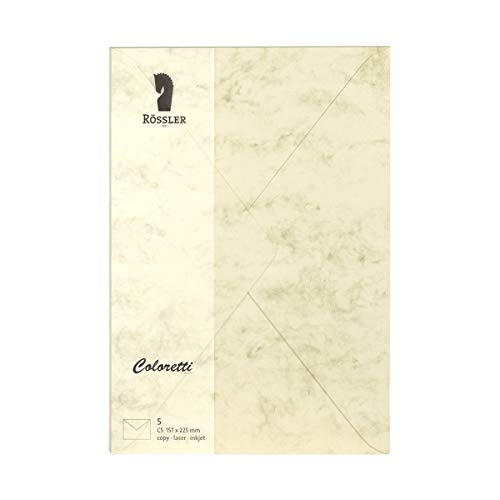 Rössler 220711506 - Coloretti Briefumschläge, 80 g/m², DIN C5, chamois marmora, 5 Stück von Rössler Papier