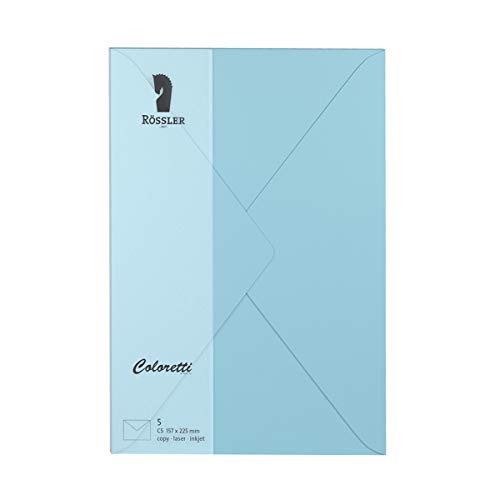 Rössler 220711517 - Coloretti Briefumschläge, 80 g/m², C5, himmelblau, 5 Stück Rössler 220711517 - Coloretti Briefumschläge, 80 g/m², C5, himmelblau, 5 Stück von Rössler