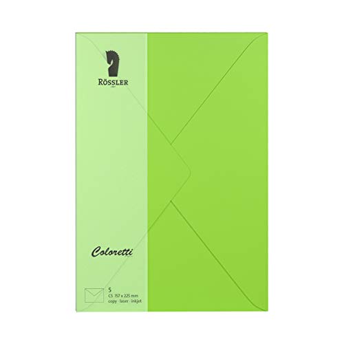 Rössler 220711522 - Coloretti Briefumschläge, 80 g/m², DIN C5, hellgrün, 5 Stück Rössler 220711522 - Coloretti Briefumschläge, 80 g/m², DIN C5, hellgrün, 5 Stück von Rössler