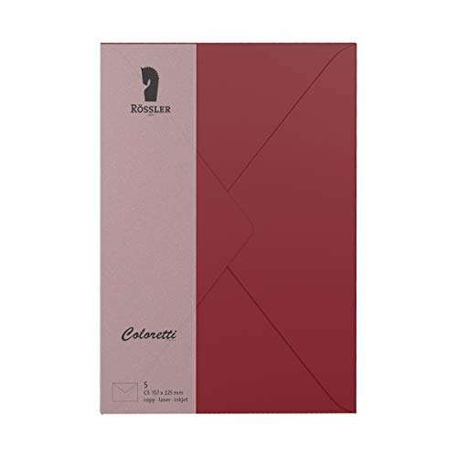 Rössler 220711572 - Coloretti Briefumschläge, 80 g/m², DIN C5, rosso, 5 Stück von Rössler
